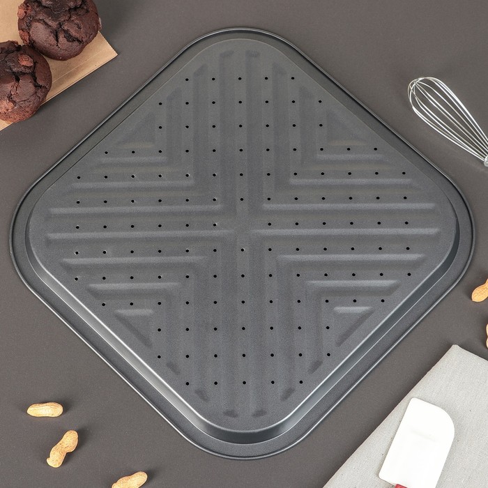Противень 35х1,5 см "Жаклин. Прямоугольник", перфорированный, с антипригарным покрытием