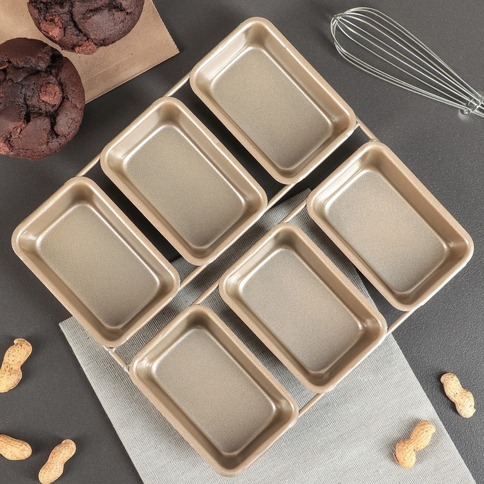 Форма для выпечки 21,5х21 см "Прямоугольник. Рэнди", 6 ячеек, антипригарное покрытие