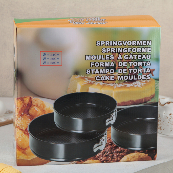 Набор форм для выпечки разъемных "Круг.Рэнди", 3 шт: 24/26/28 см, антипригарное покрытие