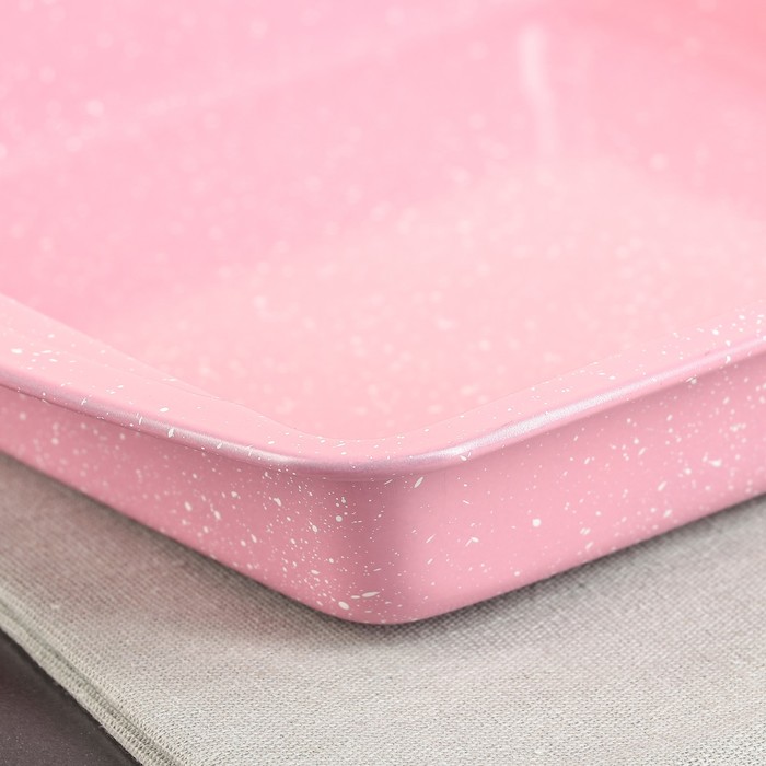 Форма для выпечки 26,5х23,5 см "Мраморный зефир. Квадрат" с ручками, керамическое покрытие