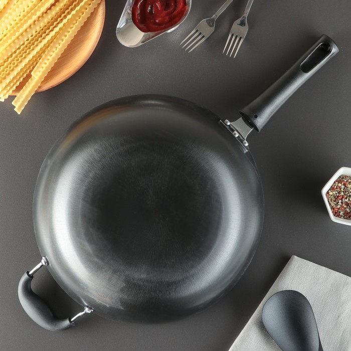 Сковорода-ВОК 34 см "Лучи", без покрытия, 2 ручки