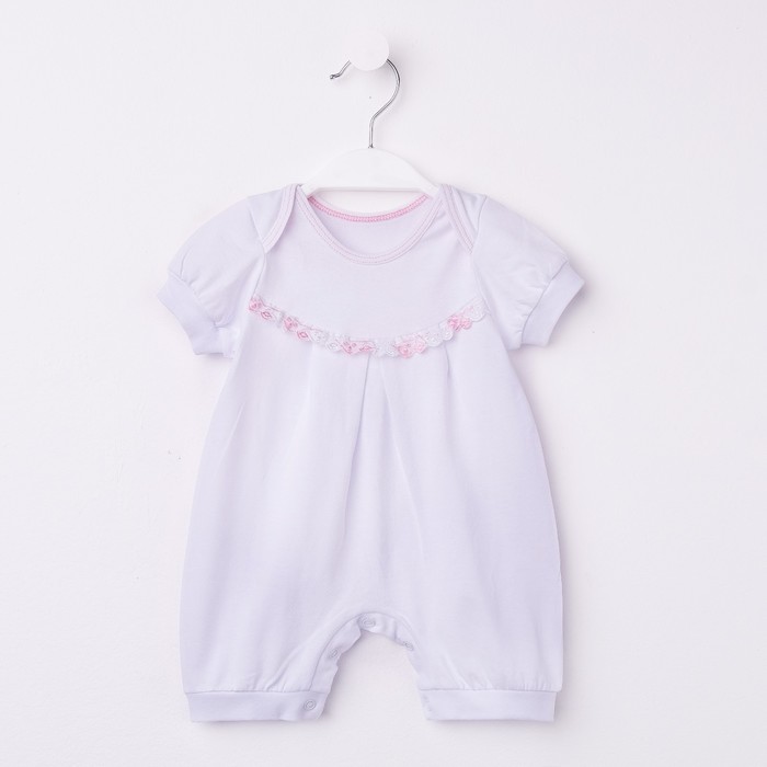 Комплект для крещения (комбинезон,чепчик), 00407-10, цвет белый/розовый, рост 68 см