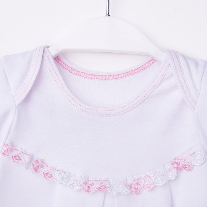 Комплект для крещения (комбинезон,чепчик), 00407-10, цвет белый/розовый, рост 68 см