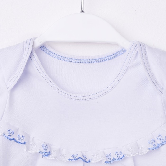 Комплект для крещения (комбинезон,чепчик), 00407-10, цвет белый/голубой, рост 74 см