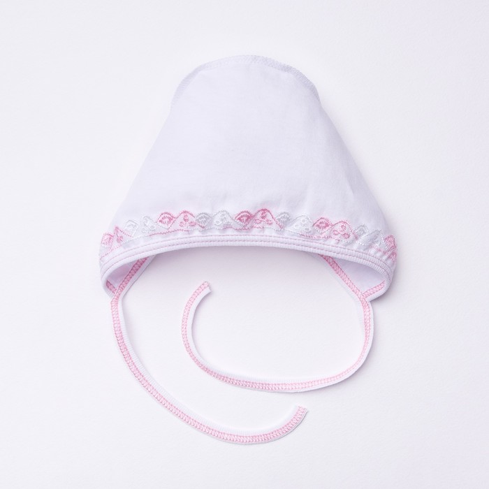 Комплект для крещения (комбинезон,чепчик), 00407-10, цвет белый/розовый, рост 74 см