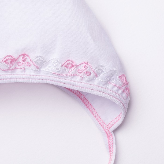 Комплект для крещения (комбинезон,чепчик), 00407-10, цвет белый/розовый, рост 74 см