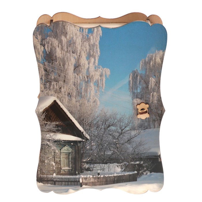 Ключница дерево "Деревенская зима" 15х21 см