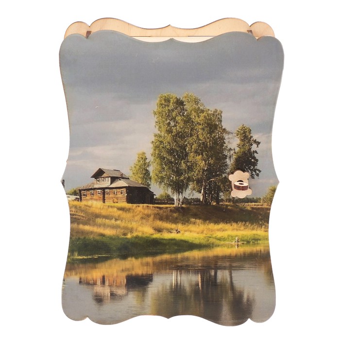 Ключница дерево "Деревня на реке" 15х21 см