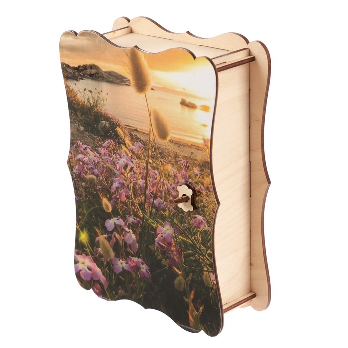 Ключница дерево "Цветы на берегу" 15х21 см