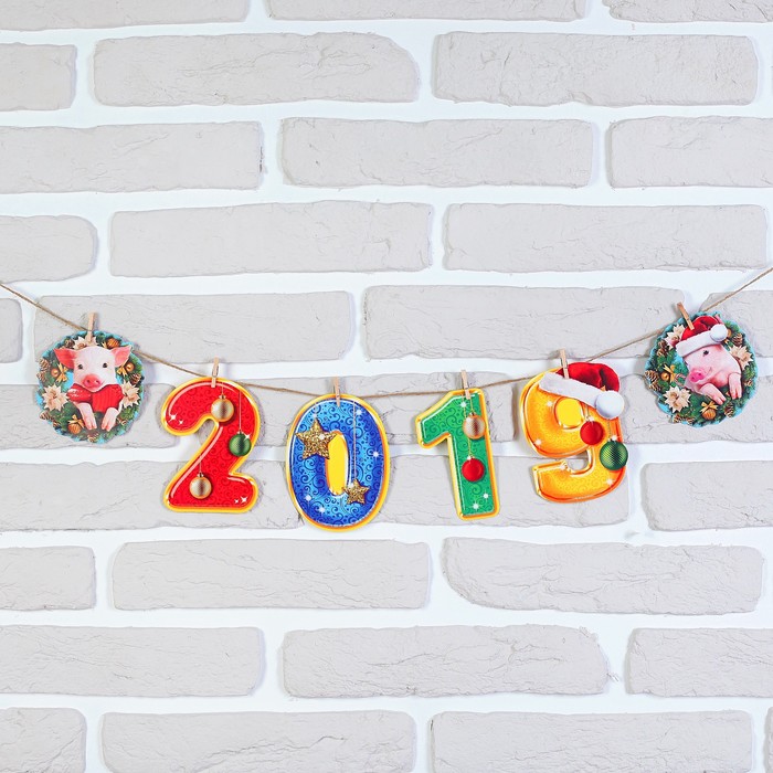 Гирлянда "С Новым годом" с прищепками