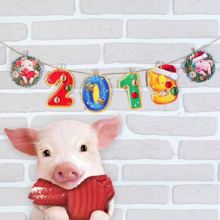 Гирлянда "С Новым годом" с прищепками