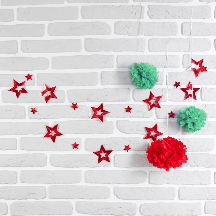 Набор новогодний оформительский гирлянда с помпонами