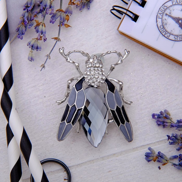 Брошь "Коридалид", цвет серый