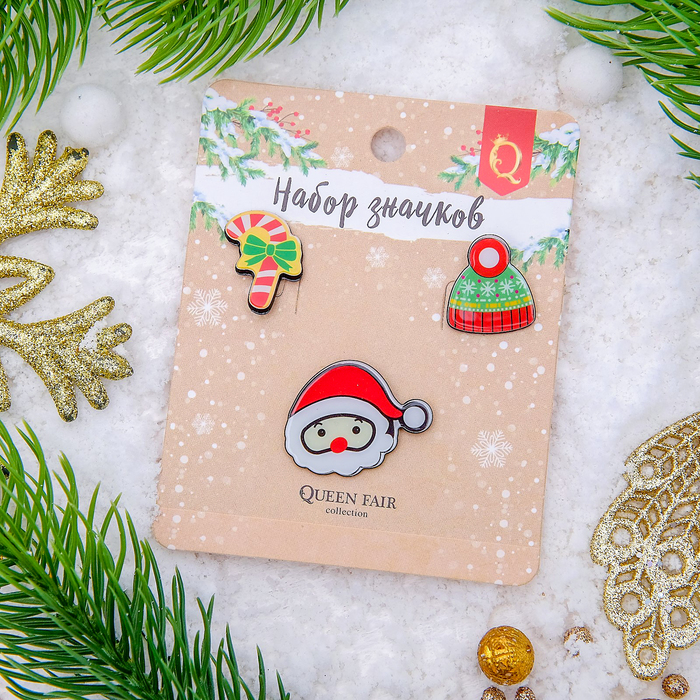 Набор значков "Новогодняя сказка" зима, форма МИКС, цветные