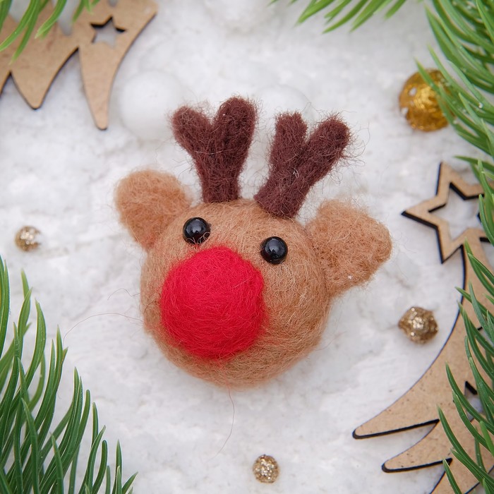 Брошь "Олененок", цвет коричневый