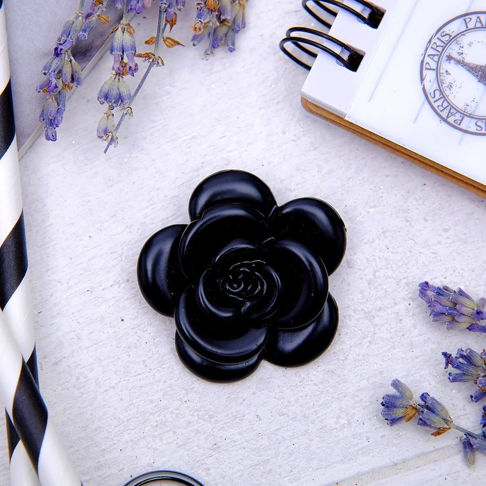 Брошь "Роза", цвет черный
