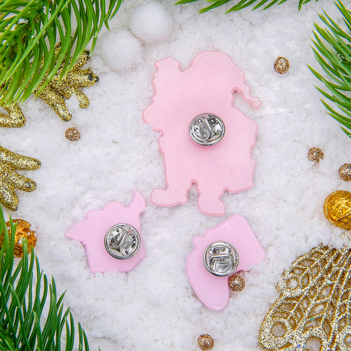 Набор значков "Новогодняя сказка" Санта Клаус, форма МИКС, цветные