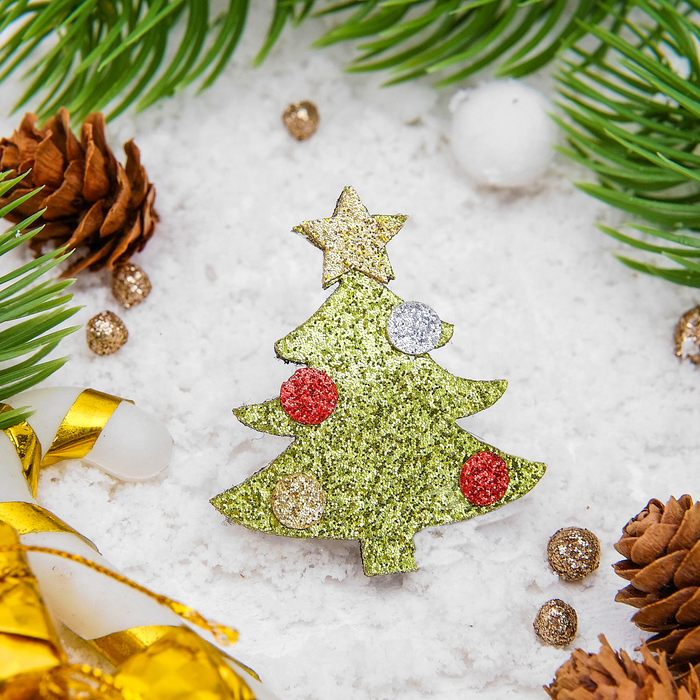 Брошь "Новогодняя сказка" ёлочка блестящая, цветная