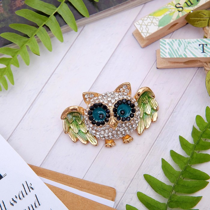 Брошь "Совунья", цветная в золоте