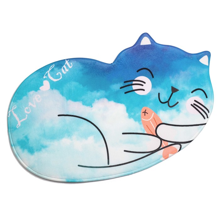 Коврик для ванной "Кот с рыбкой"