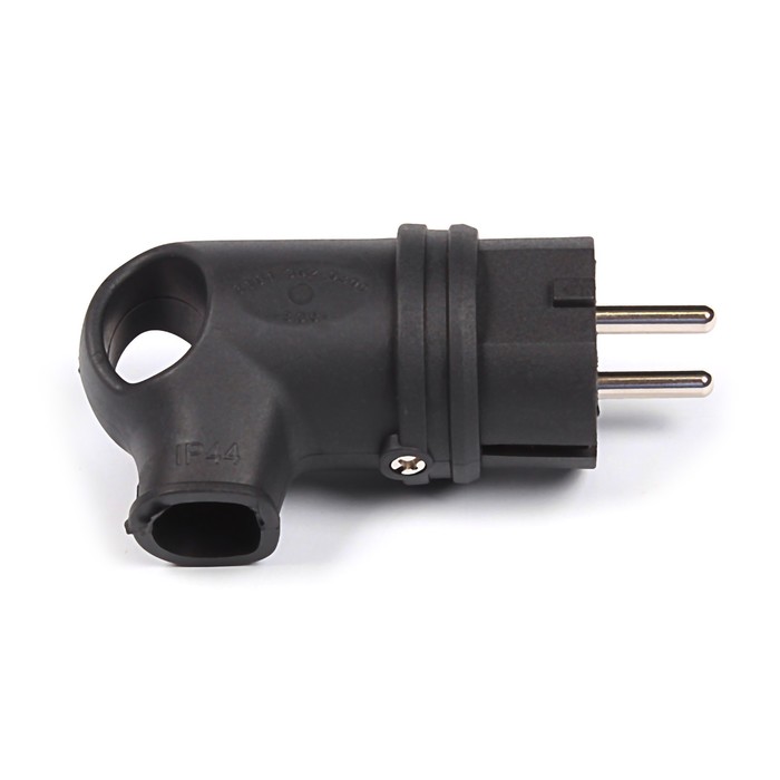 Вилка кабельная T-plast, 16 А, 2Р+Е, каучук, угловая, IP 44, черная, 31.01.302.0300,