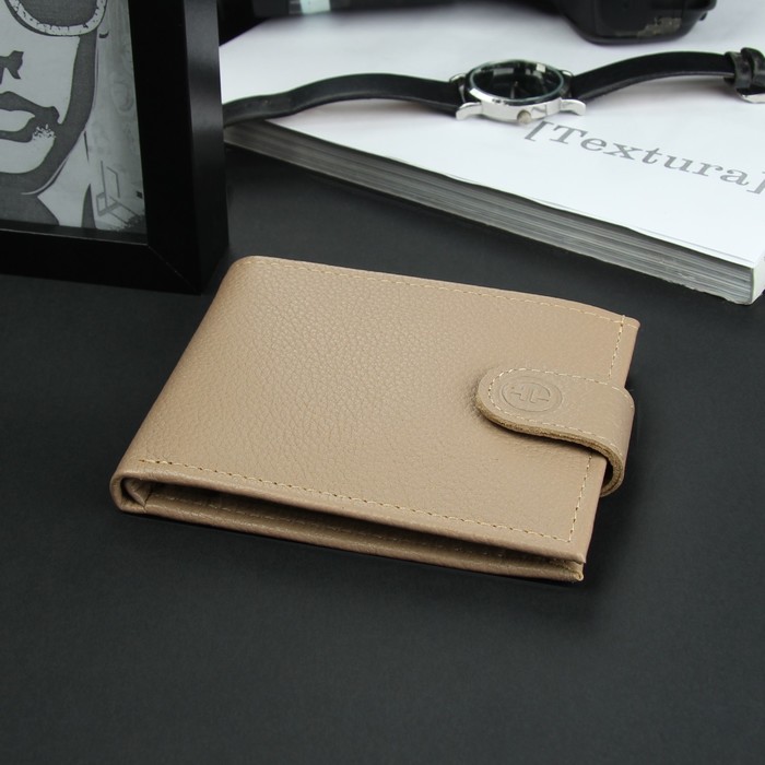 Кошелёк женский, отдел, для карт, для монет, флотер, цвет бежевый