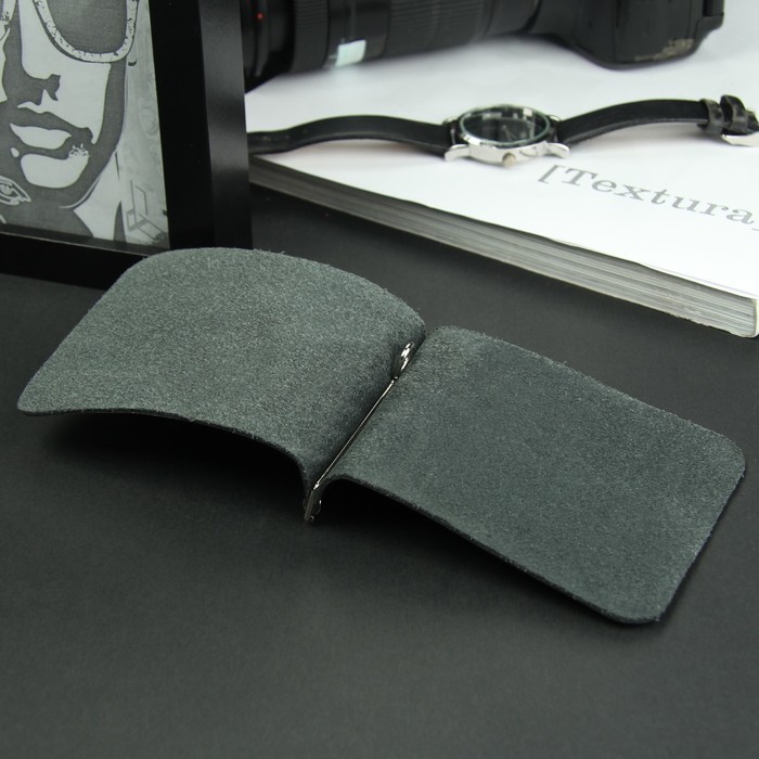 Зажим для купюр, с металлическим зажимом, шик, цвет чёрный