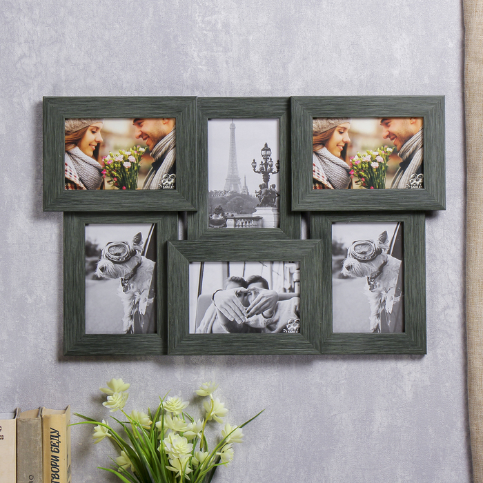 Фоторамка на 6 фото 10х15 см Еллоу Фото ПР-615-О "Зебрано" с подставкой, пластик