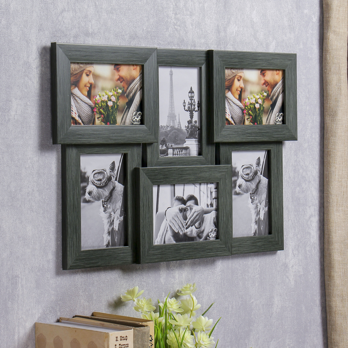 Фоторамка на 6 фото 10х15 см Еллоу Фото ПР-615-О "Зебрано" с подставкой, пластик