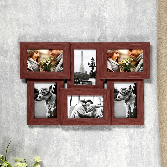 Фоторамка на 6 фото 10х15 см Еллоу Фото ПР-615-О "Коралл" с подставкой, пластик