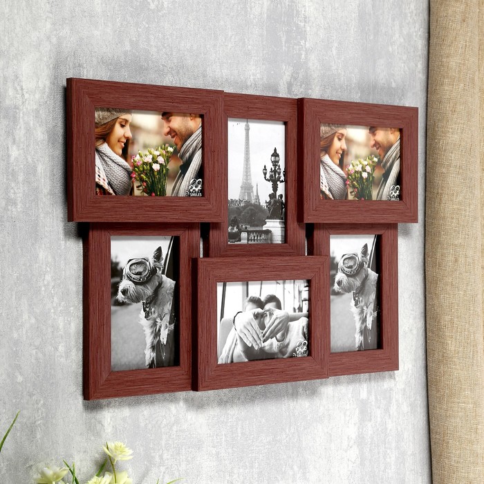 Фоторамка на 6 фото 10х15 см Еллоу Фото ПР-615-О "Коралл" с подставкой, пластик