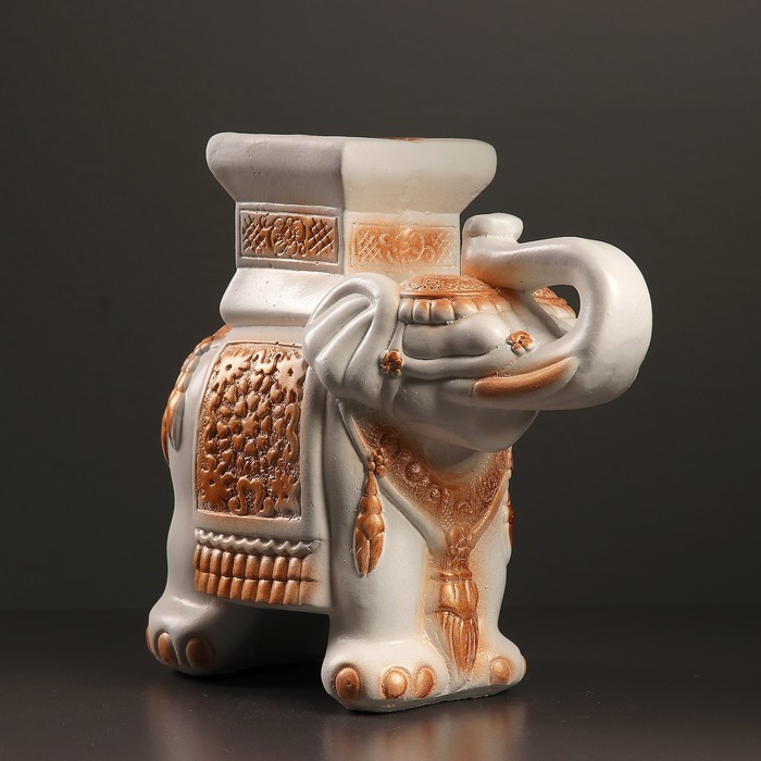 Подставка "Слон малый" 12х30х27см бело-золотой