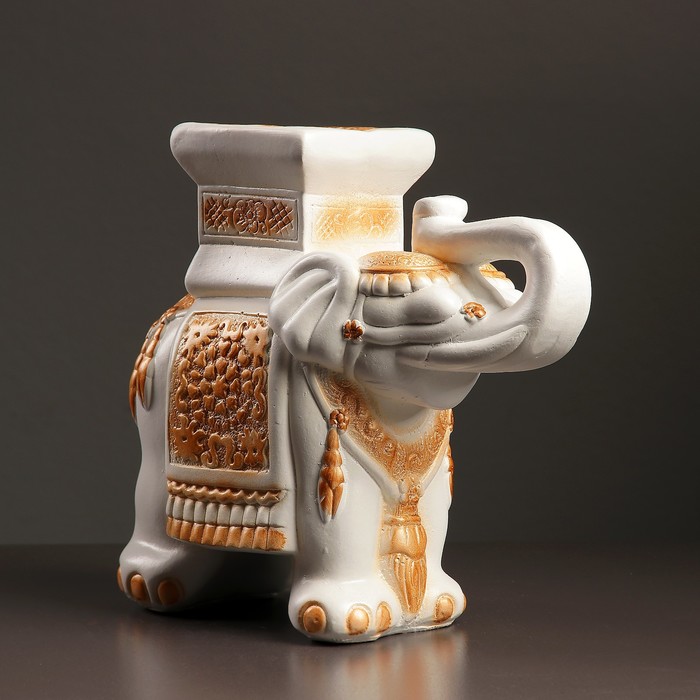 Копилка "Слон малый" 12х30х27см подставка, бело-золотой