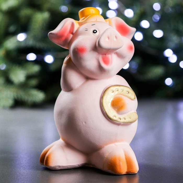 Копилка "Свинка с подковой" 15х13х22см