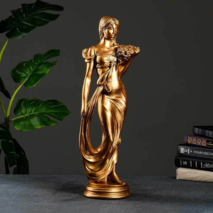 Фигура Девушка с букетом бронза, 20х16х55см