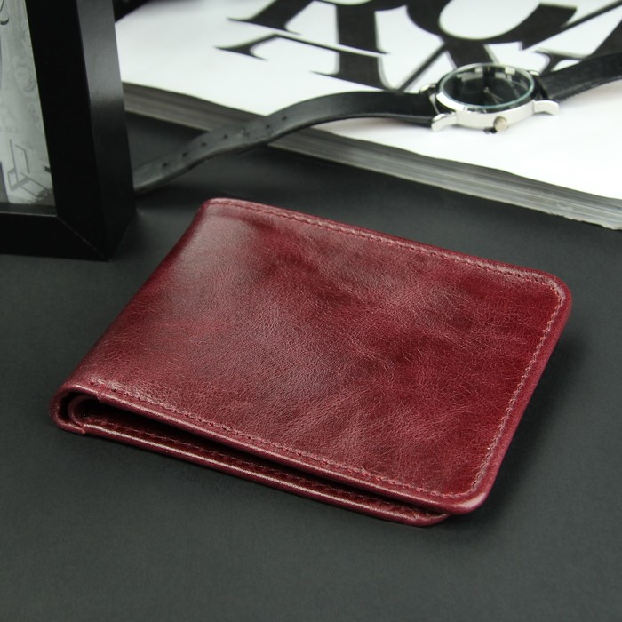 Кошелёк женский, 2 отдела, для карт с защитой от сканирования, пулап, цвет бордовый