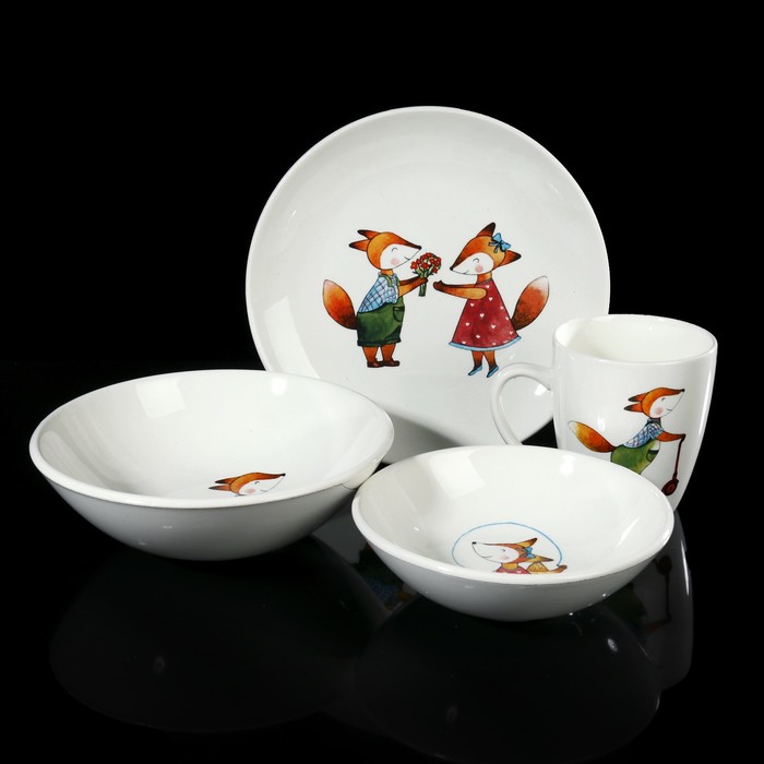 Набор посуды "Соната. Забавные лисята" 4 предмета