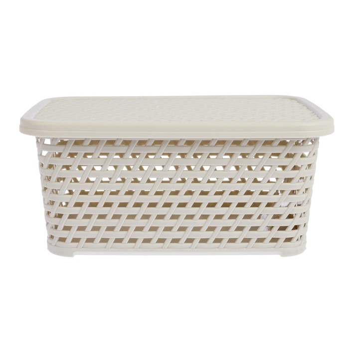 Ящик 18×28×12,5 см "Ротанг" прямоугольный, цвет белый