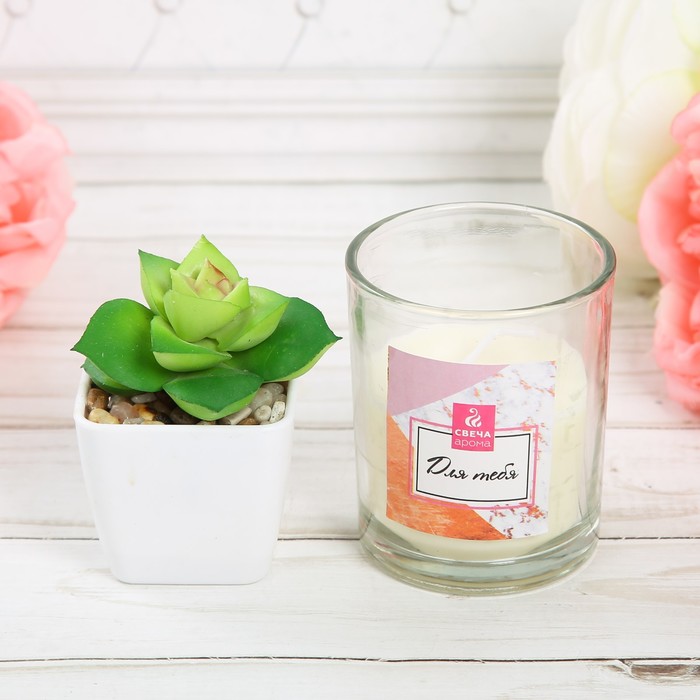 Набор свечи с цветком в горшочке "Для тебя"