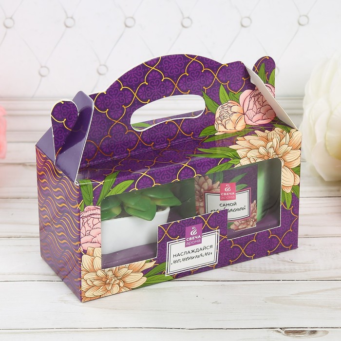 Набор свечи с цветком в горшочке "Самой прекрасной"