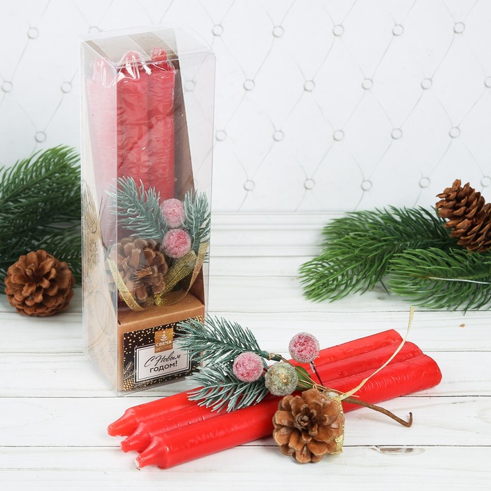 Свечи новогодние высокие "С Новым годом" 3шт