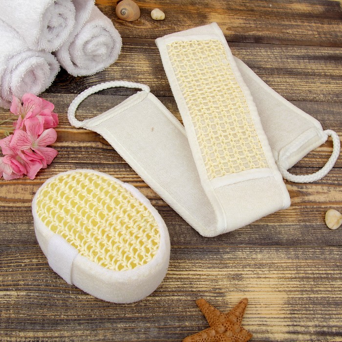 Набор Мочалка + спонж мягкий, сизаль