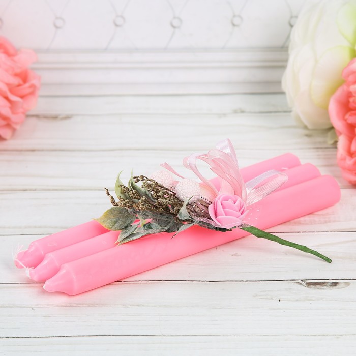 Набор свечи высокие с цветами "Большого Счастья"