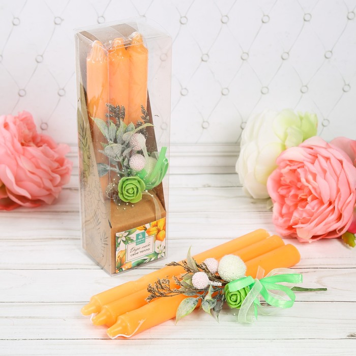 Набор свечи высокие с цветами "Дарю тебе свое тепло"