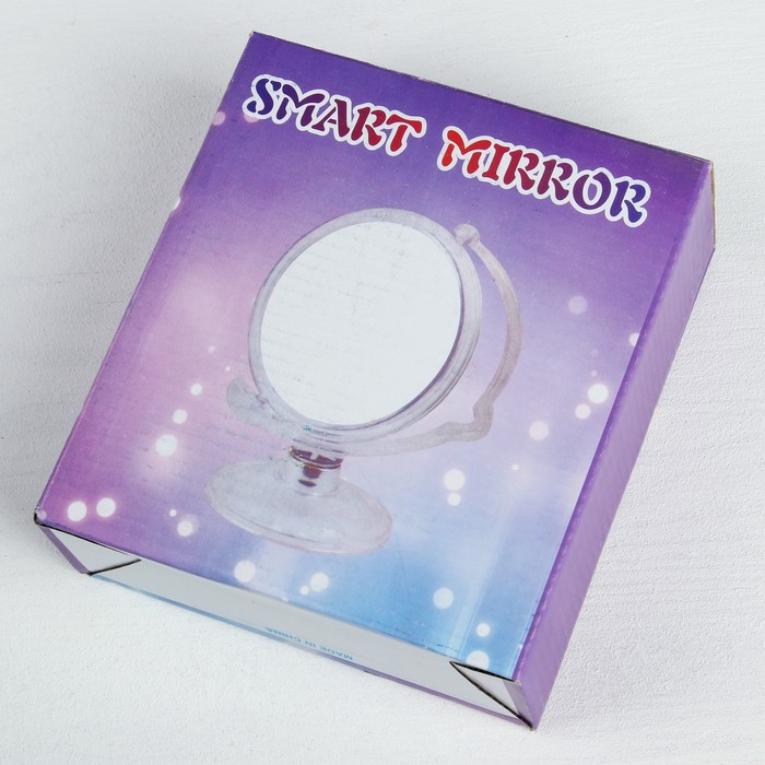 Зеркало на ножке, круглое, зеркальная поверхность-13см, двустороннее, без увеличения, цвет МИКС