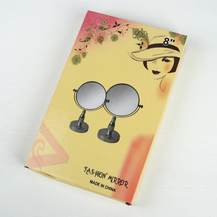 Зеркало на ножке, круглое, двустороннее, с двукратным увеличением, d=19,2см, цвет розовый/голубой