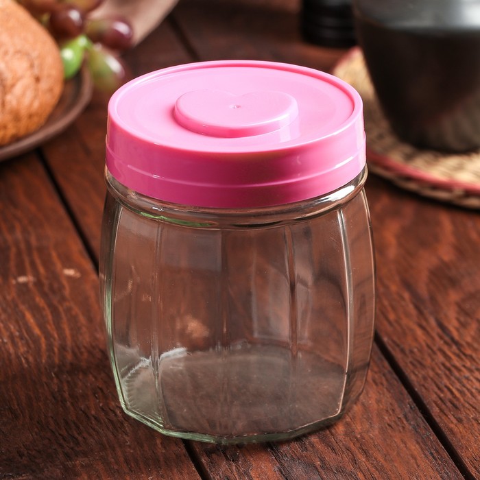 Банка для сыпучих продуктов 500 мл "Сердце", цвета МИКС