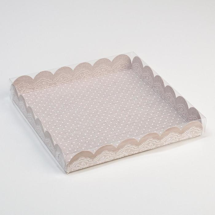 Коробка для кондитерских изделий с PVC крышкой «Живи в удовольствие», 21 х 21 х 3 см