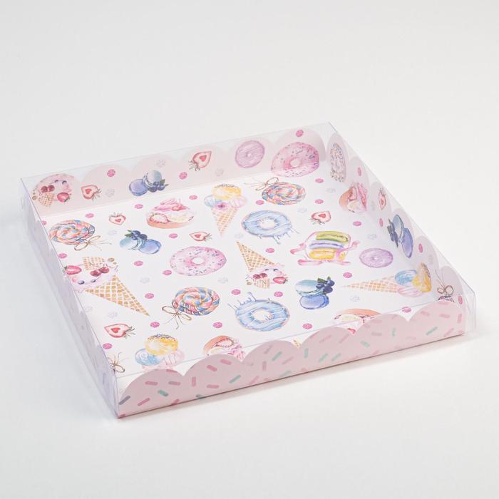 Коробка для кондитерских изделий с PVC крышкой «Кому‒то очень хорошему», 21 х 21 х 3 см