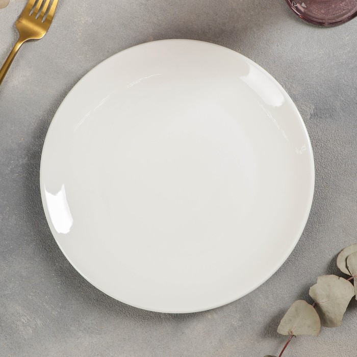 Тарелка фарфоровая обеденная Доляна White Label, d=22,6 см, цвет белый тарелка фарфоровая обеденная с утолщённым краем white label d 25 см цвет белый